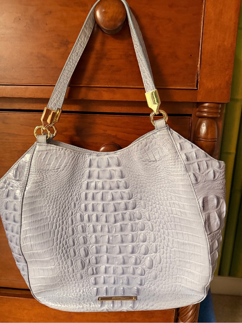 Brahmin Croc-Embossed Shoulder Bag in Pale Lavender